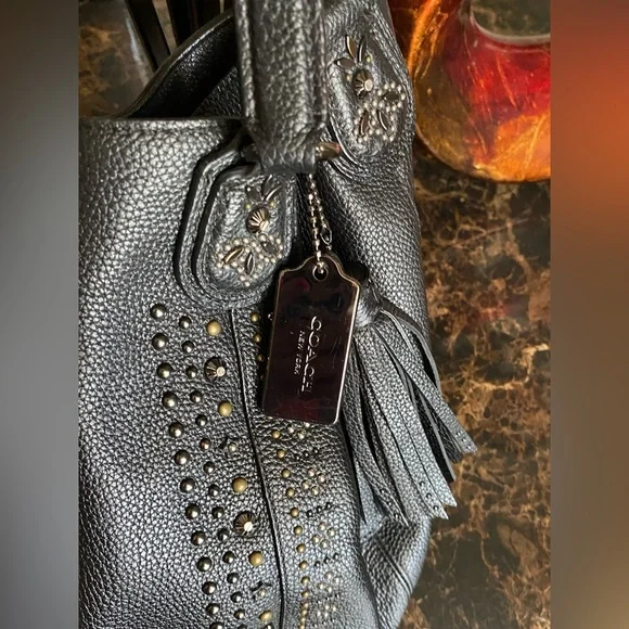 Coach - EUC - 2016 Edie Shoulder Bag 31 In Pebble Leather With Western Rivets - Picture 5 of 16